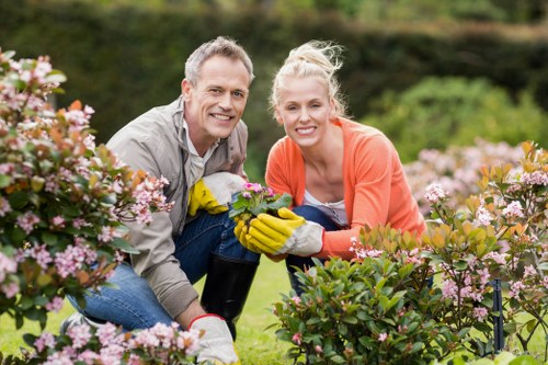 Modern garden design featuring hardscaping elements in Brent Cross